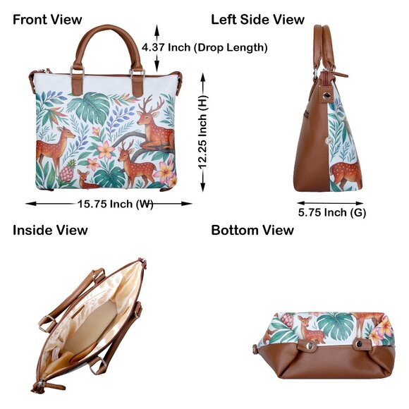 Printed Leather 3-in-1 Convertible Top Handle Crossbody Bag for Women- Daily Use - Picture 4 of 16
